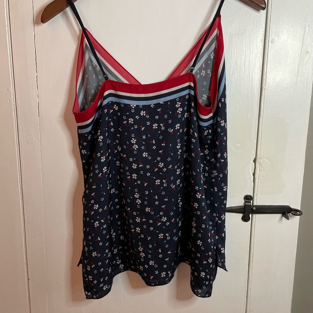 Bailey 44 Red White & Blue Ditzy Floral V-Neck Strappy Tank Top Size S - Picture 4 of 7